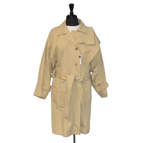 ERIKA CAVALLINI Jackets & Blazers - E0 NWT ERIKA CAVALLINI Cotton Linen Blend Self Belted Long Trench Coat Size 44